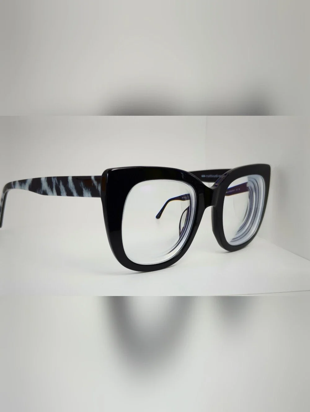 Unique. Women's Bold Black Oversized Square Glasses. Animal Print. Opthalmic